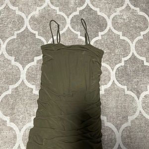 Navy green midi slinky dress